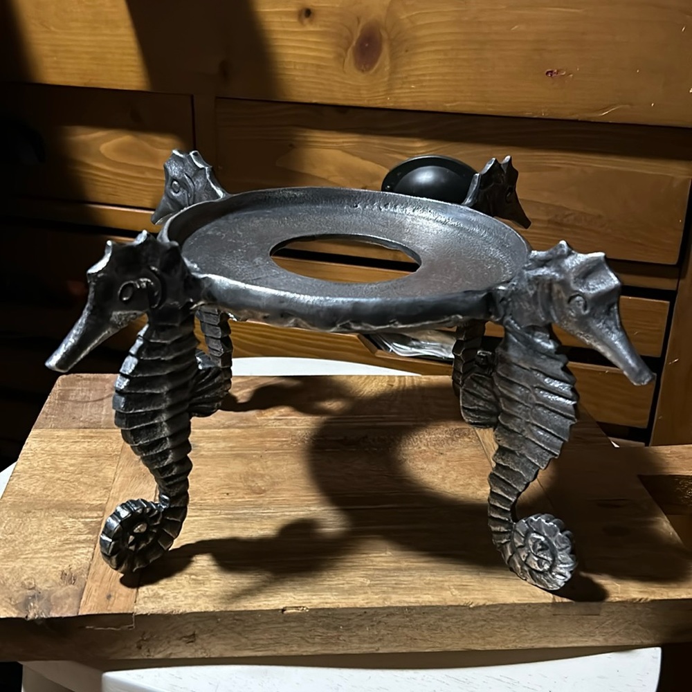 Pottery Barn Seahorse Drink Dispenser Metal Stand